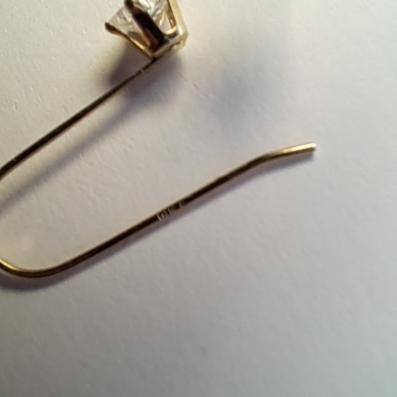 Majestic 14k Gold Dainty Star & CZ Dangle Earrings - Picture 4 of 4